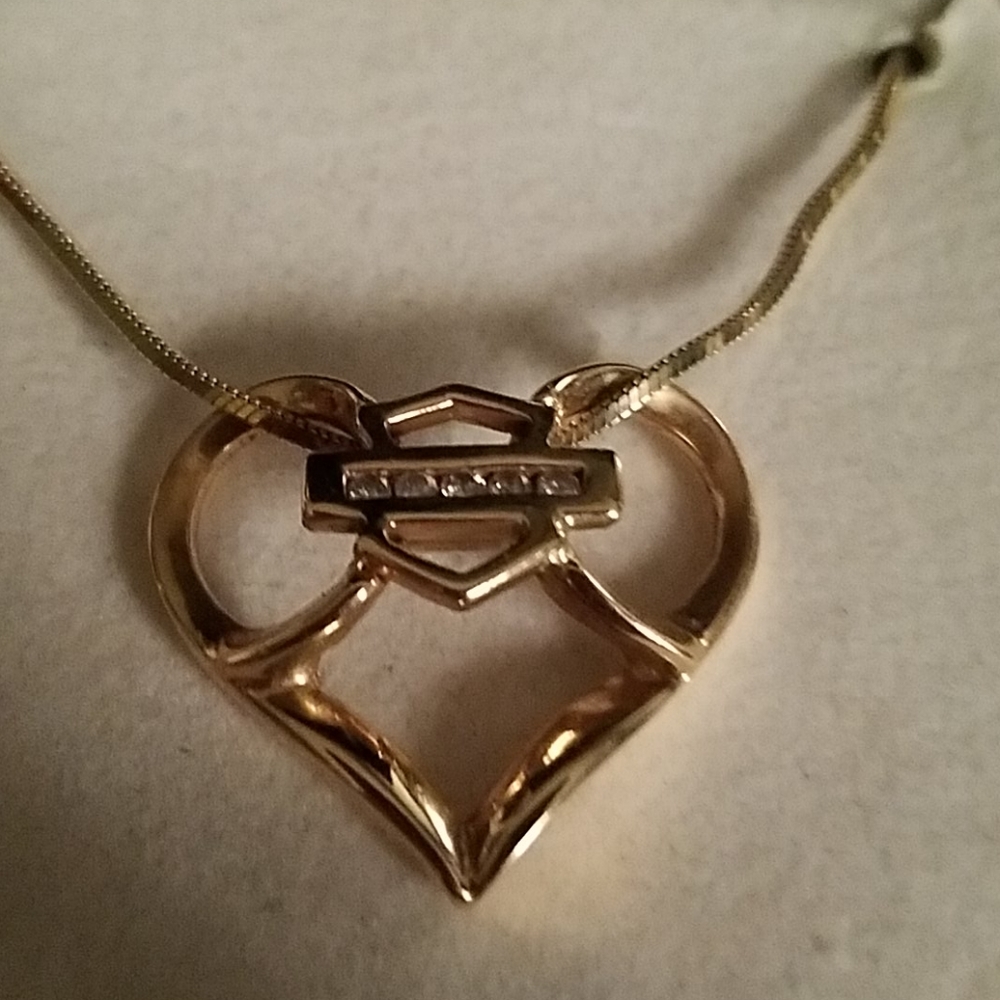 Harley Davidson Gold and Diamond Necklace